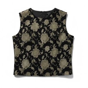 Vintage Bullocks Tailor Made Black Gold Metallic Glam Cocktail Party Top Women’s